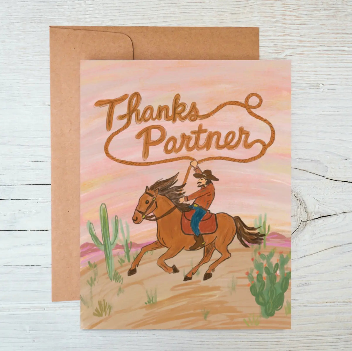 Thanks Partner - Cowboy/Western Thank You Card