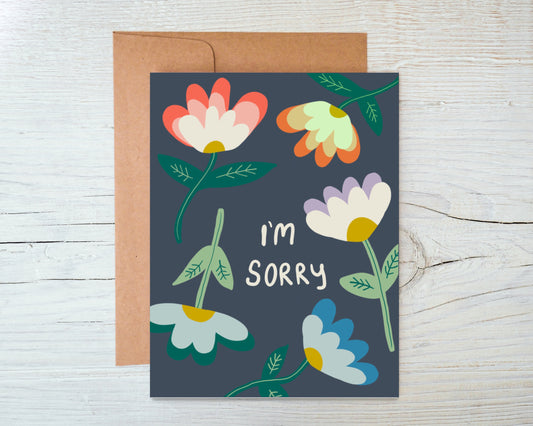 Black Floral Sympathy/Apology Card