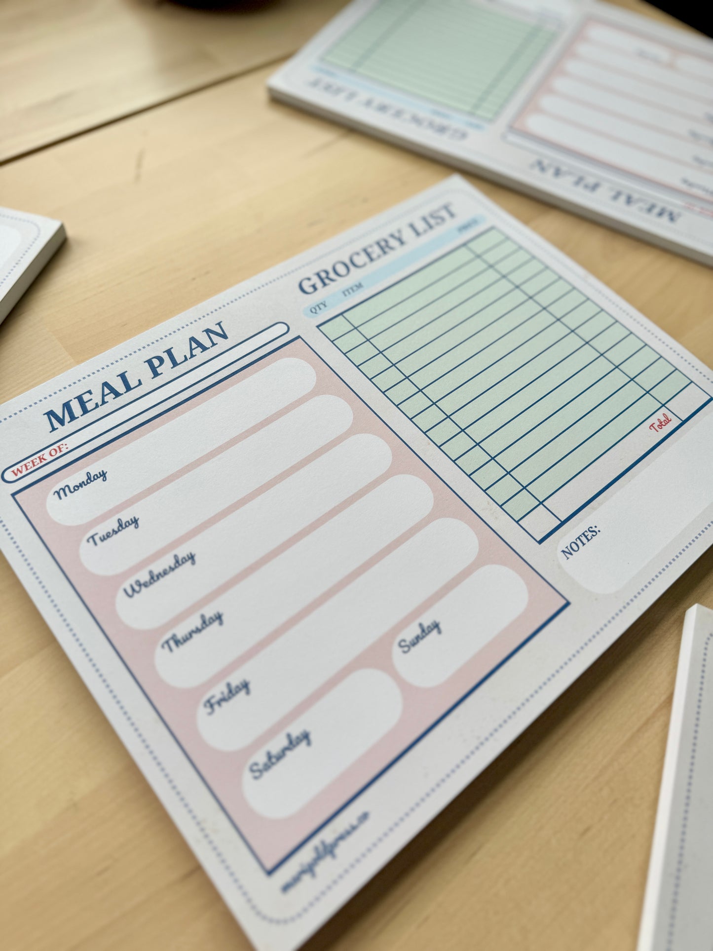 Retro Diner Check Style Meal Planner & Grocery List Notepad 11x8.5
