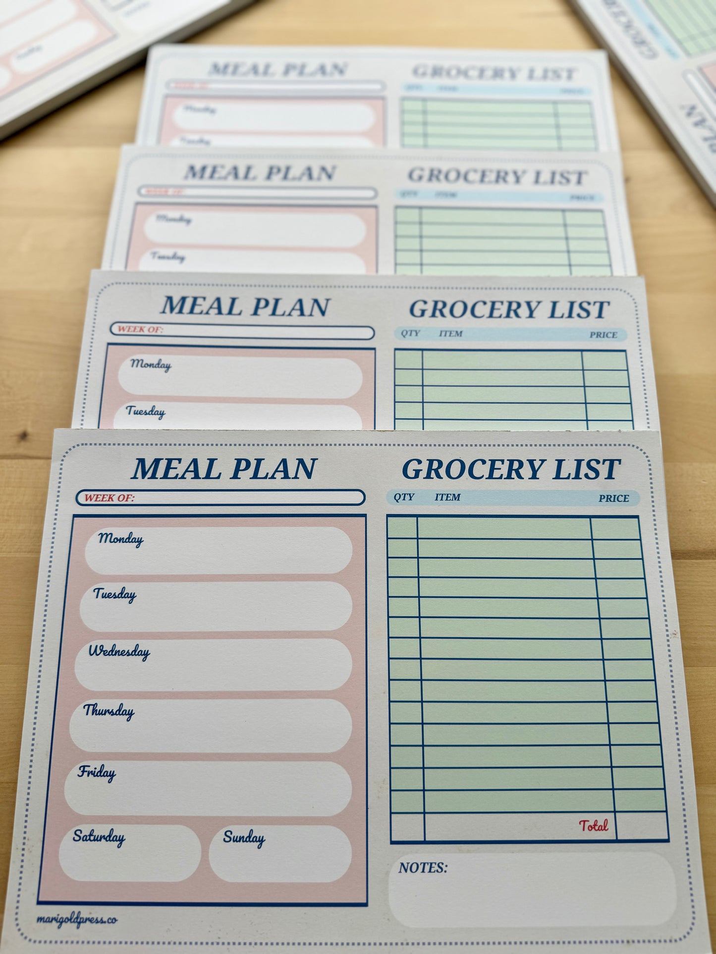 Retro Diner Check Style Meal Planner & Grocery List Notepad 11x8.5