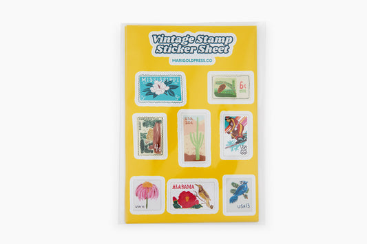 Vintage Postage Stamp Sticker Sheet 6 x 4 (Single Sheet)