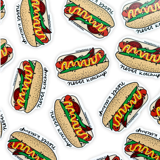 Chicago Style Hot Dog Never Ketchup Vinyl Sticker