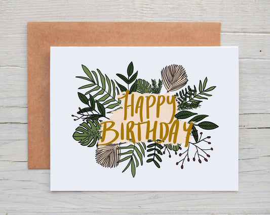 Jungle Leaves Birthday Card