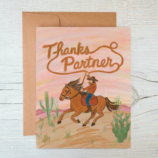 Thanks Partner - Cowboy/Western Thank You Card