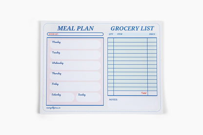 Retro Diner Check Style Meal Planner & Grocery List Notepad 11x8.5