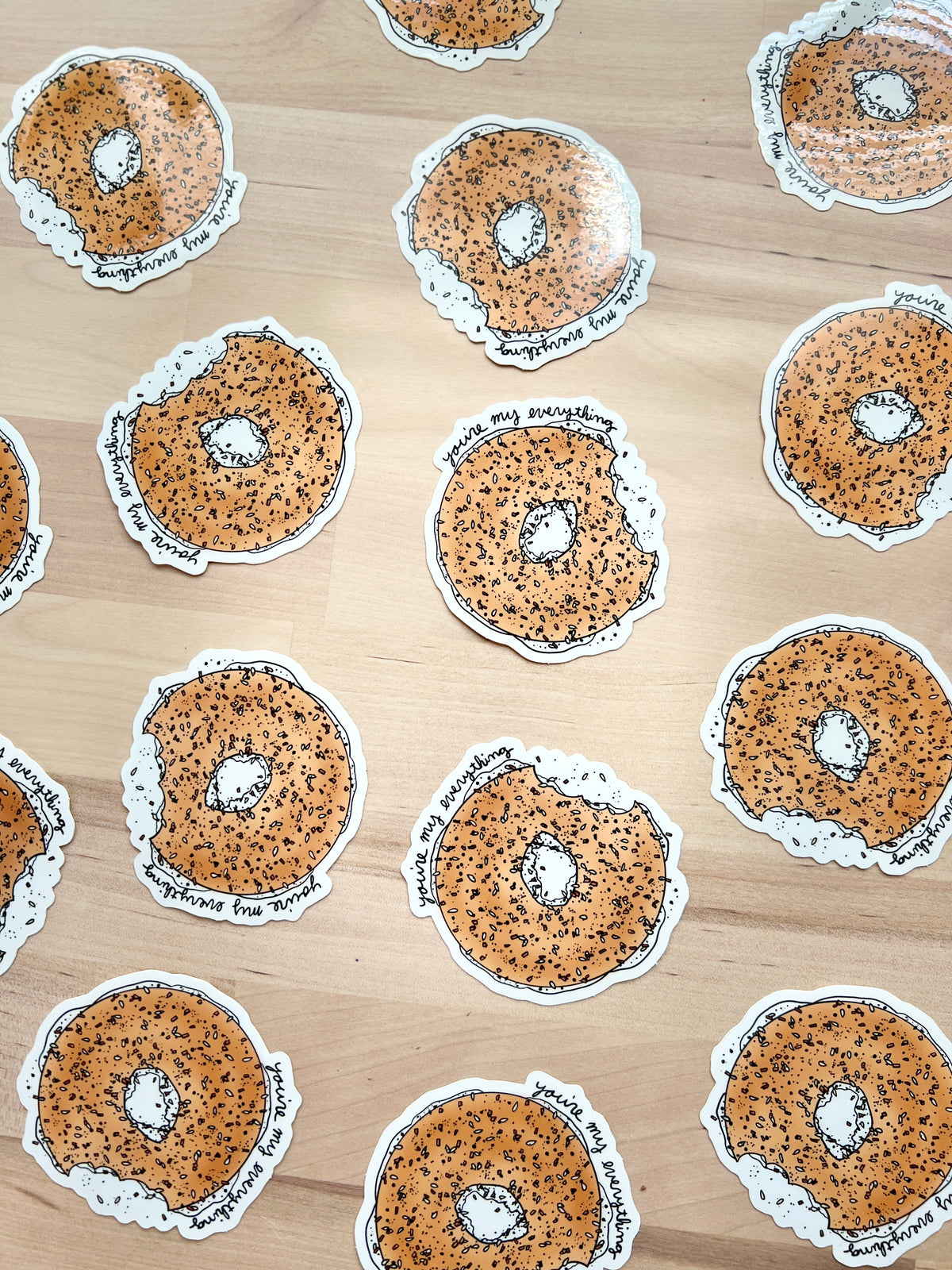 Bagel Sticker Design Everything Bagel Vinyl Sticker – Marigold Press