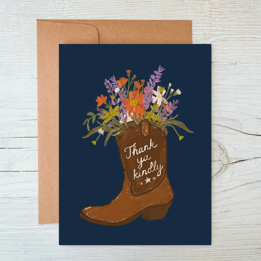 Thank Ya Kindly - Cowboy Boot Thank You Card