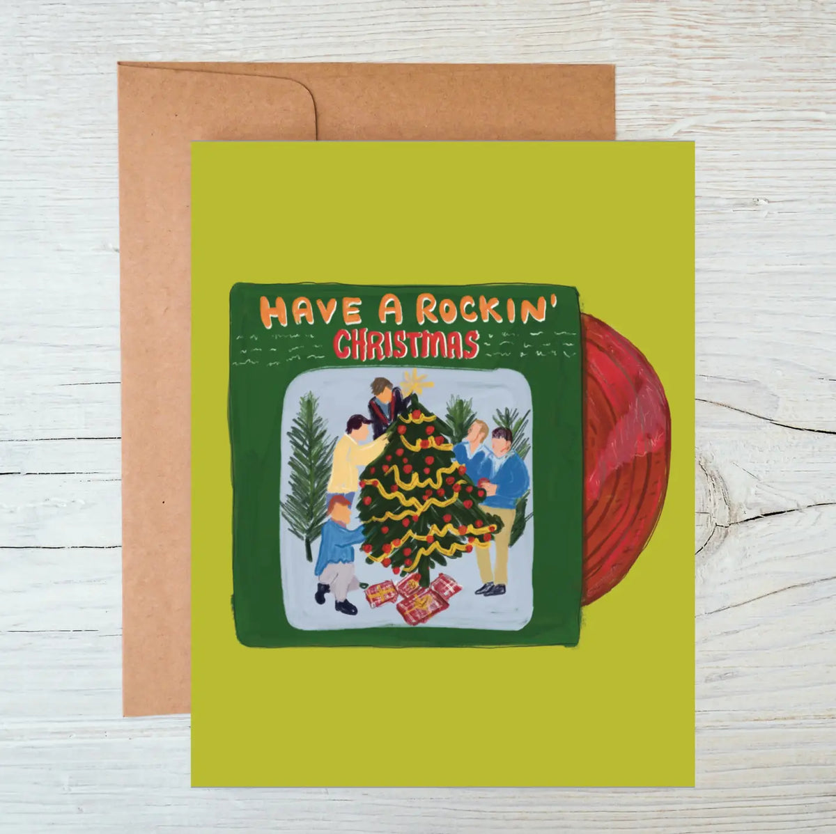Vintage Rockin’ Christmas Record Card
